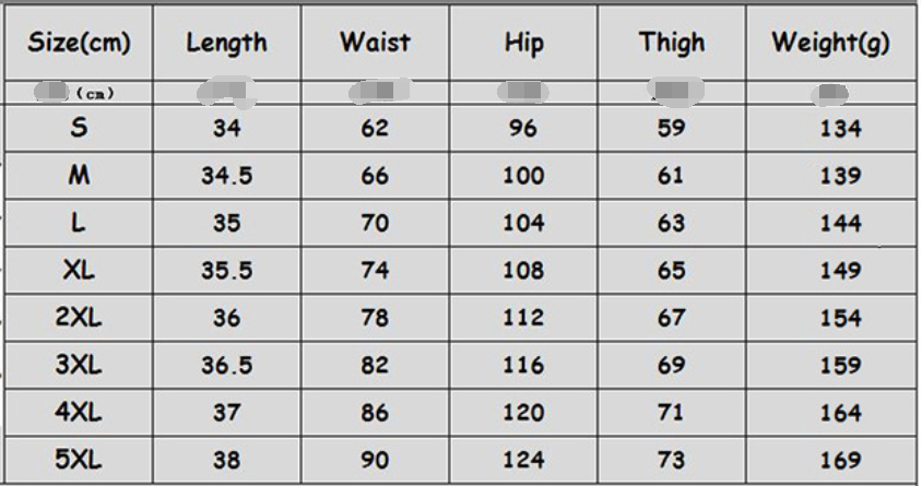 Yoga Shorts Size Guide