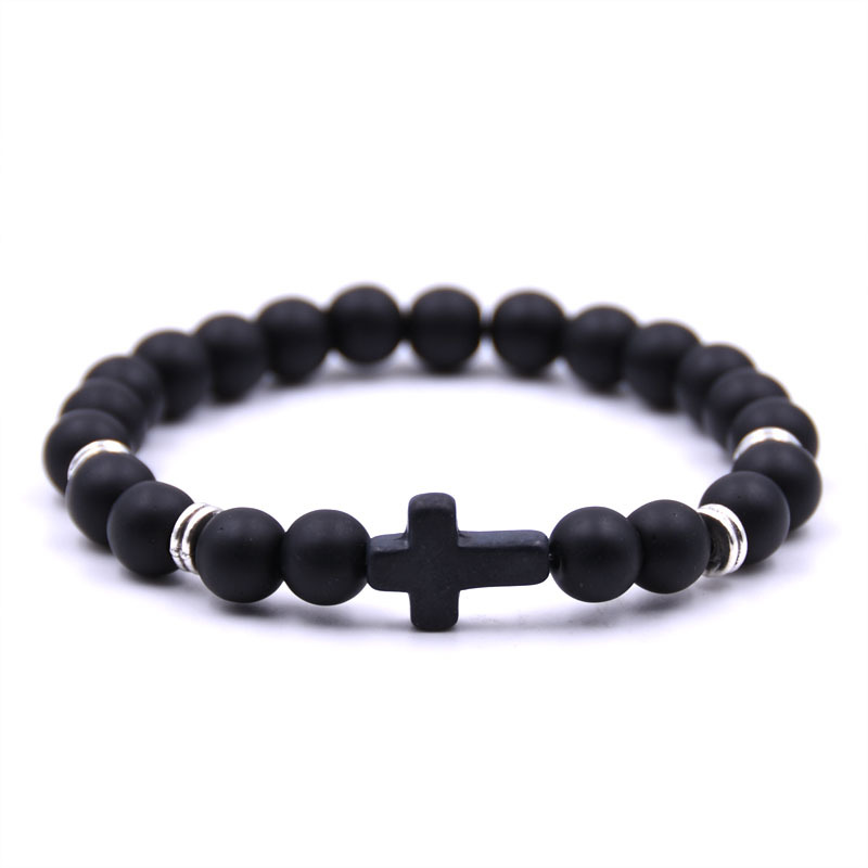 Stone Black Cross Bracelet - Image 1