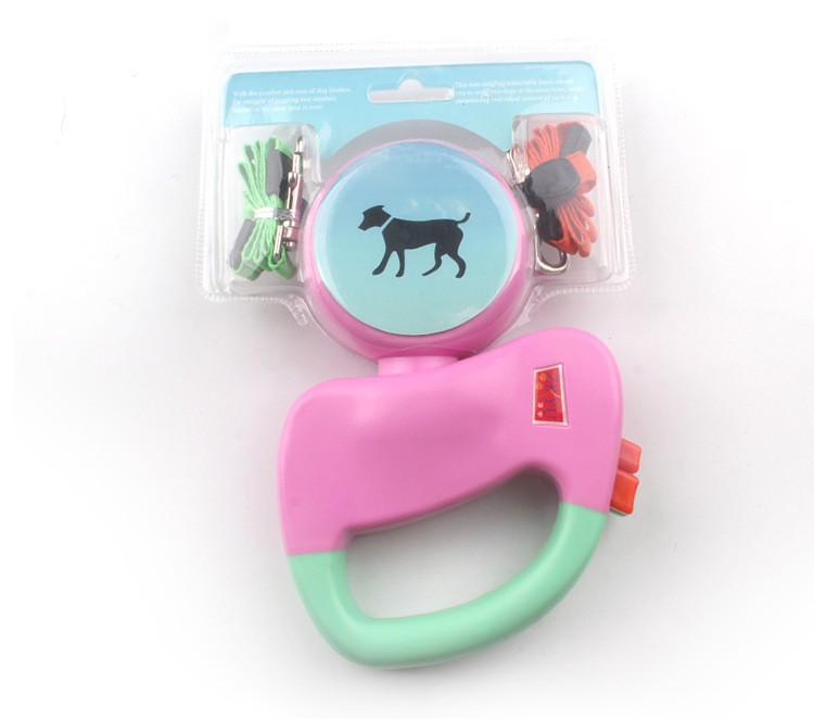 Double-headed retractable pet leash 1