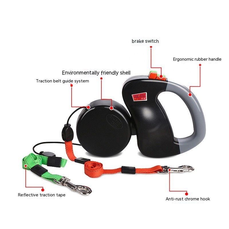Double-headed retractable pet leash 7