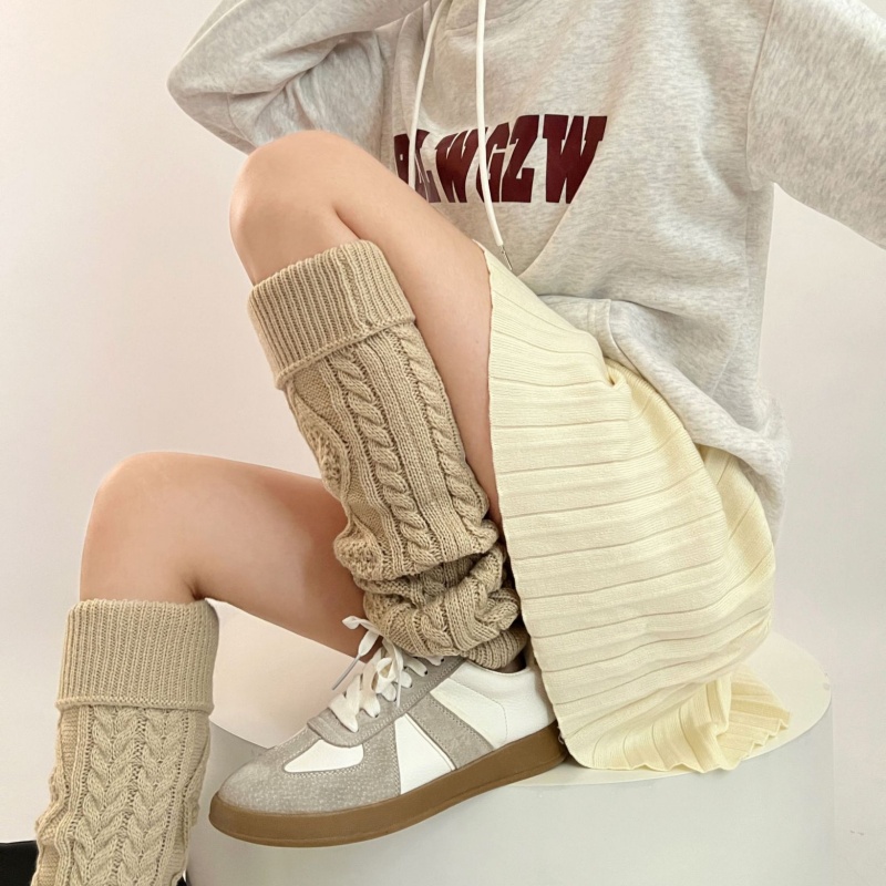 Heart ROMBUS Twist Flanging Socks - Linen Brown