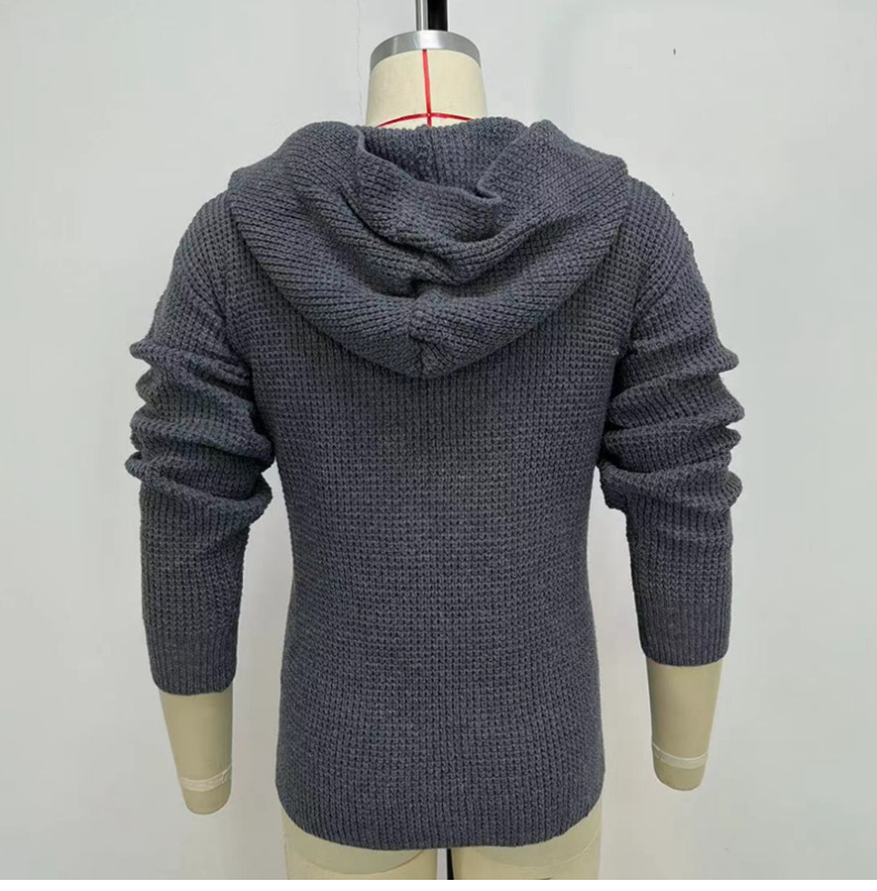 Solid Color Long Sleeve Knitted Coat Men Image 5