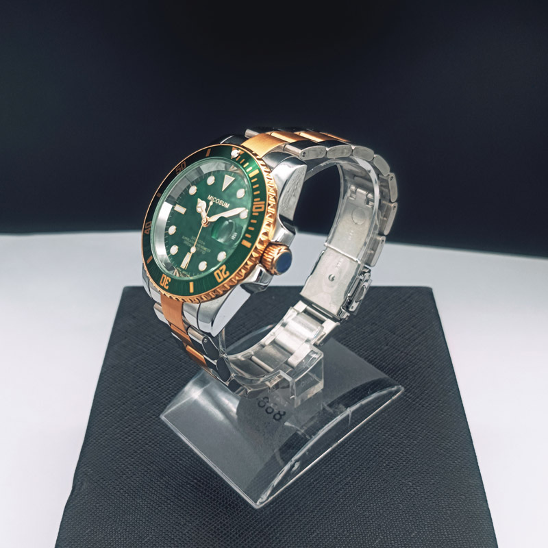 Men's Business Calendar Stainless Steel Watch - Green Gold