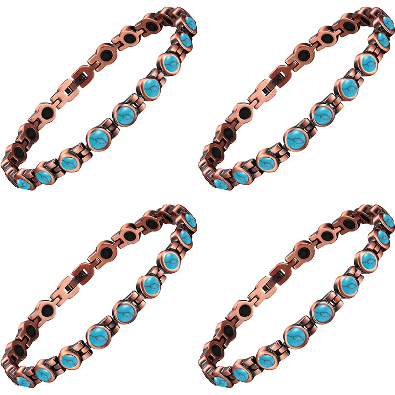 Women's Turquoise Red Copper Magnetic Bronze Magnet Bracelet 1