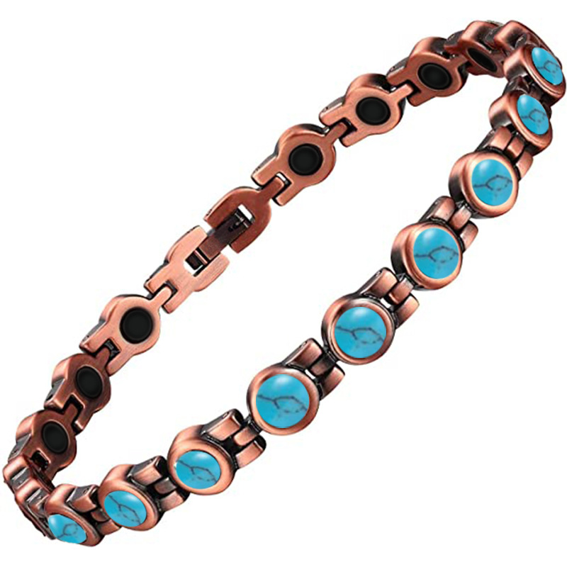 Women's Turquoise Red Copper Magnetic Bronze Magnet Bracelet 3