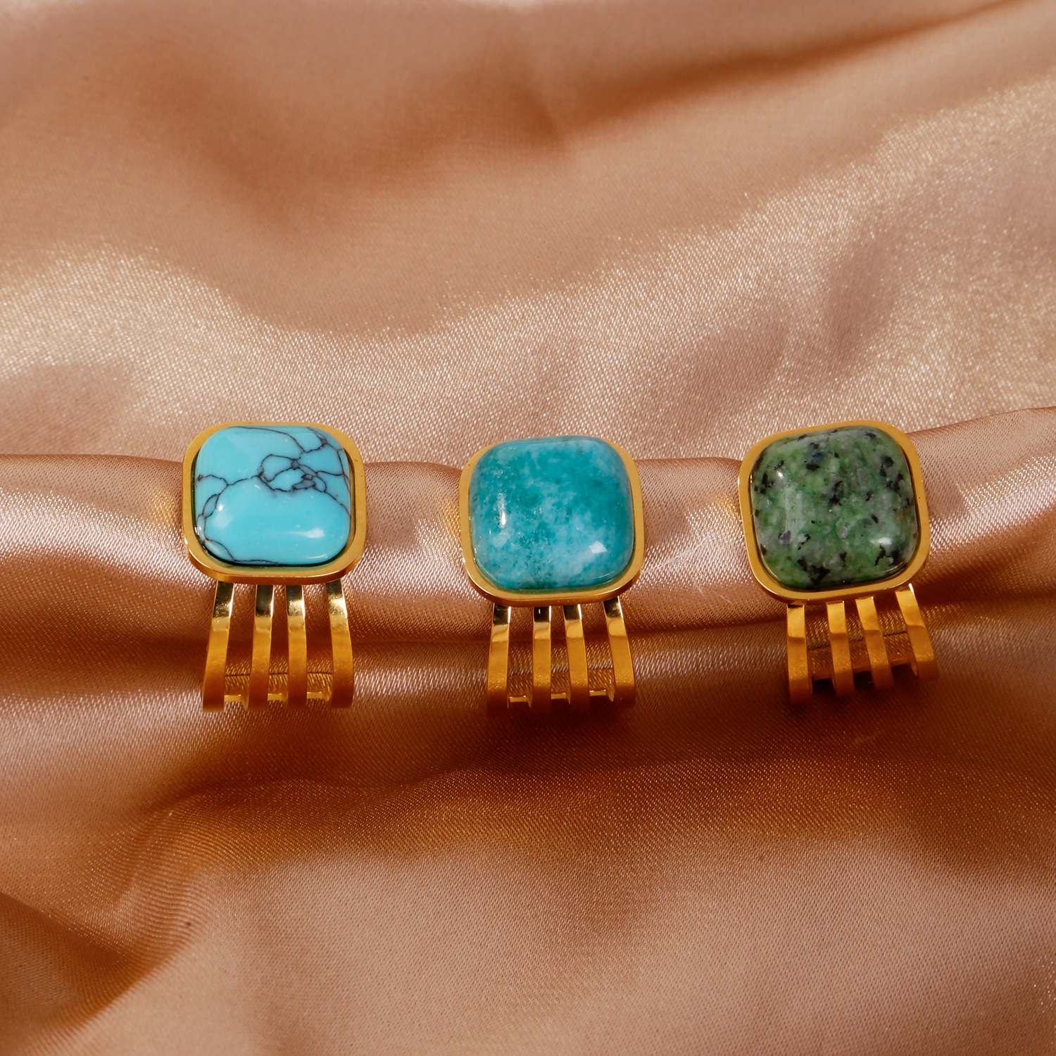 Women's Inlaid Natural Stone Ring 2