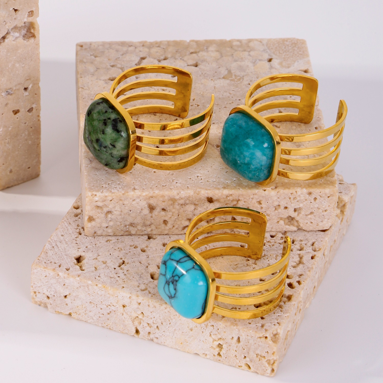 Women's Inlaid Natural Stone Ring 6