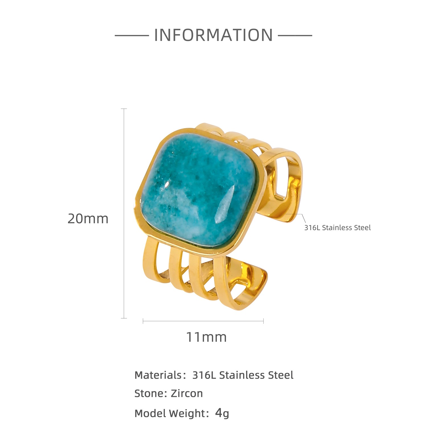 Women's Inlaid Natural Stone Ring 1