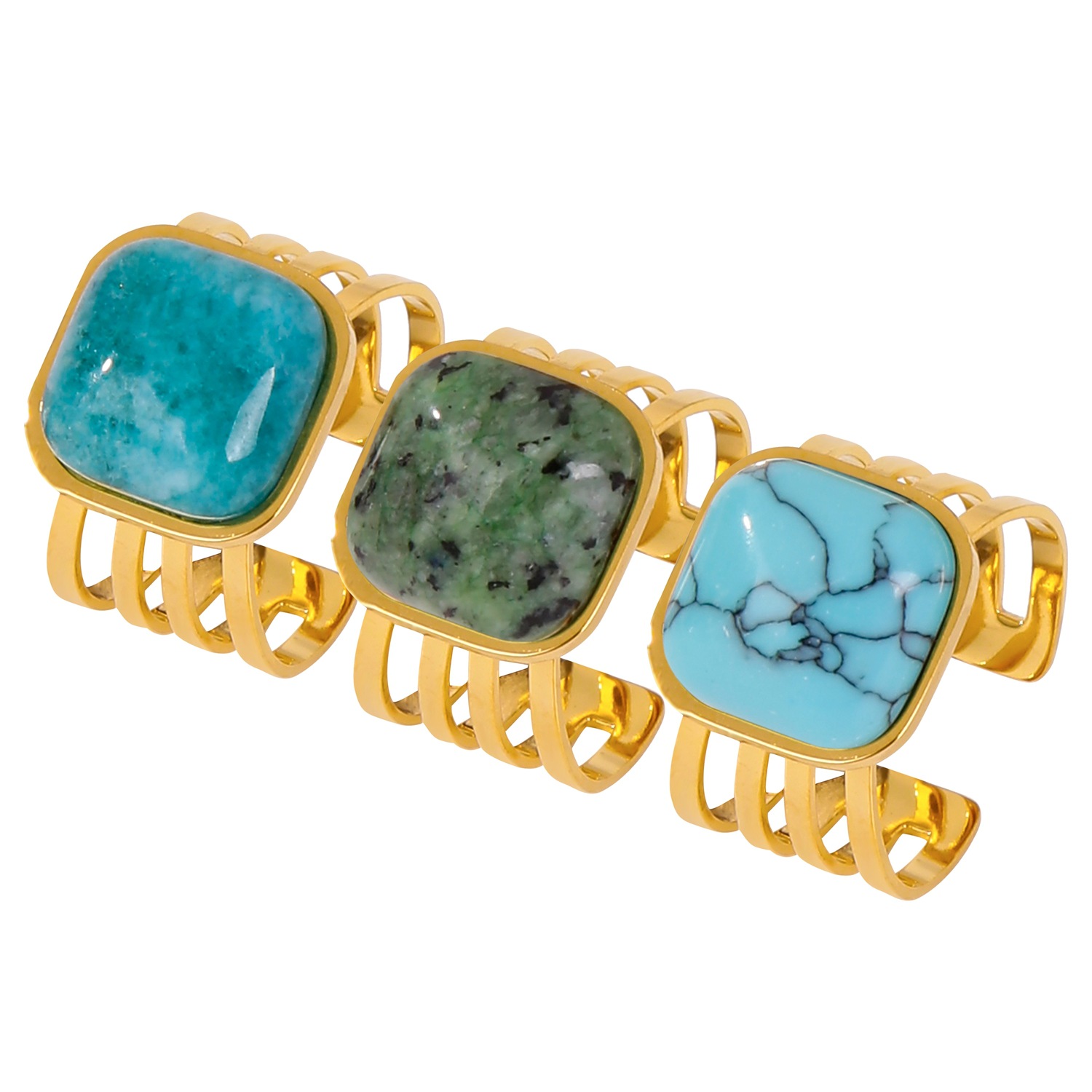 Women's Inlaid Natural Stone Ring 3