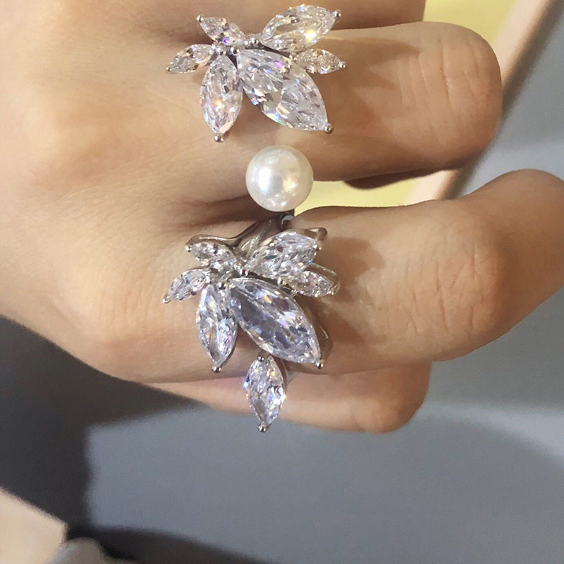 Water Drop Open-end Pearl Ring - J965 with Pearl
