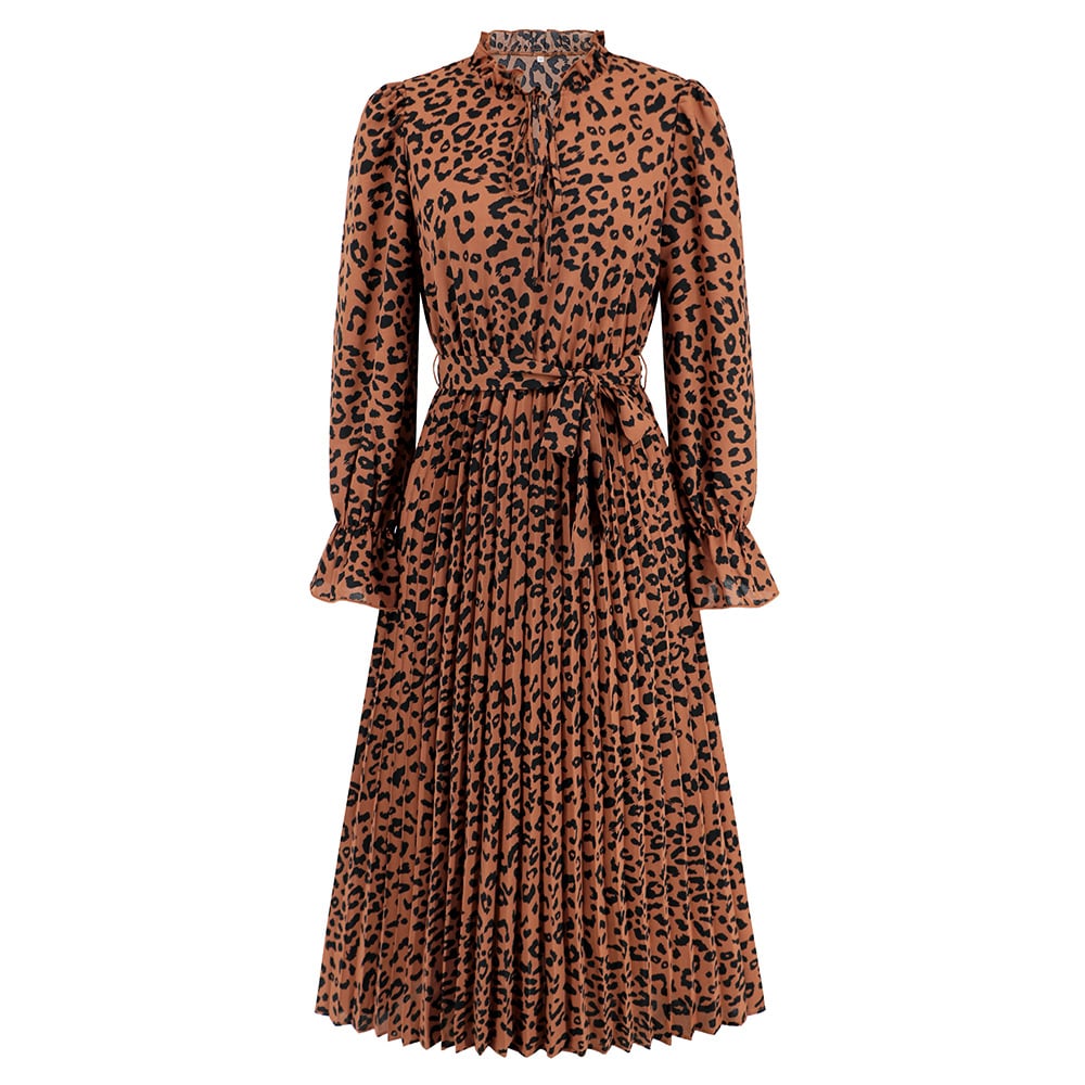 Women's Fashion Stand-up Collar Slim Fit Lace-up Pleated Skirt 2