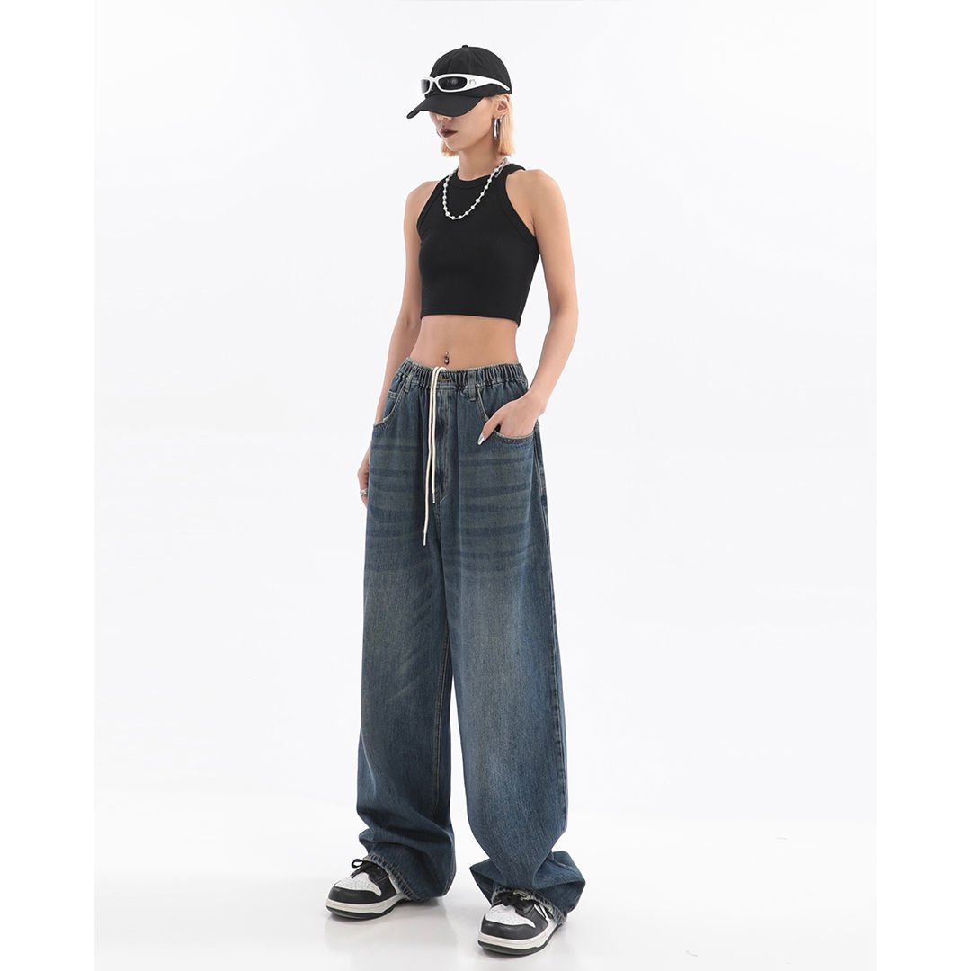 Women's Retro Slim Loose Wide Leg Jeans 2