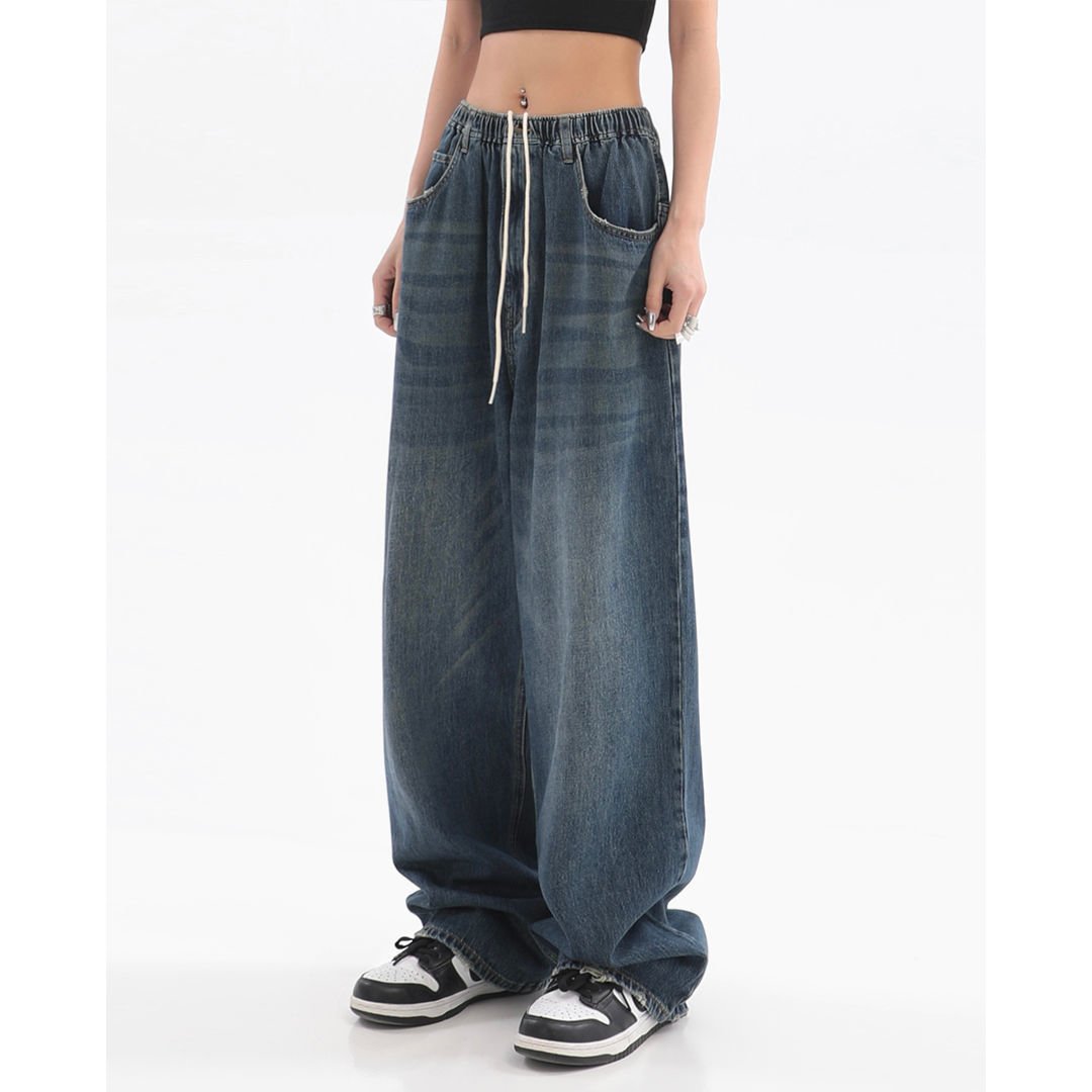 Women's Retro Slim Loose Wide Leg Jeans 5