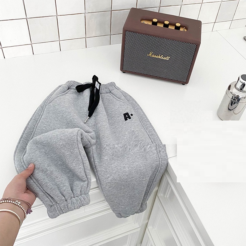Children's Fashion Plush Sweatpants in Black