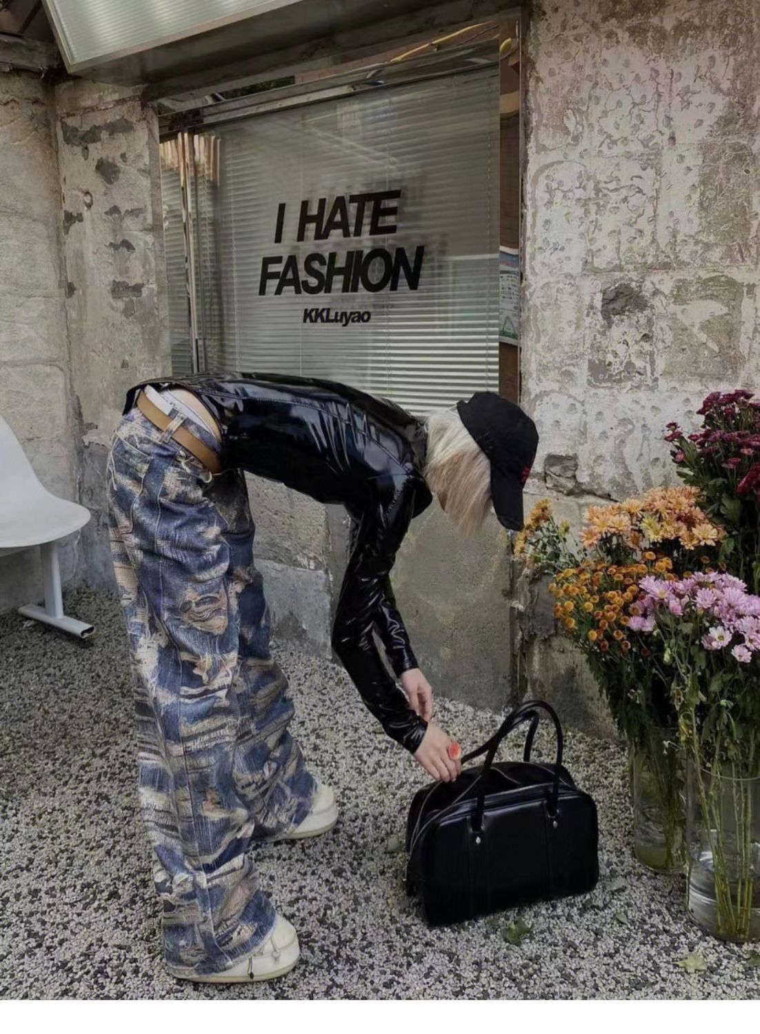 Men's Fashion Casual Digital Printing Hole Worn Jeans