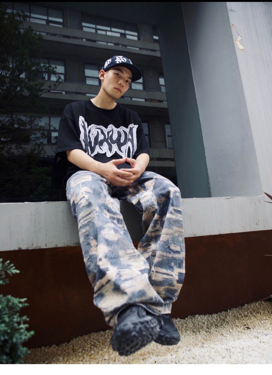 Men's Fashion Casual Digital Printing Hole Worn Jeans