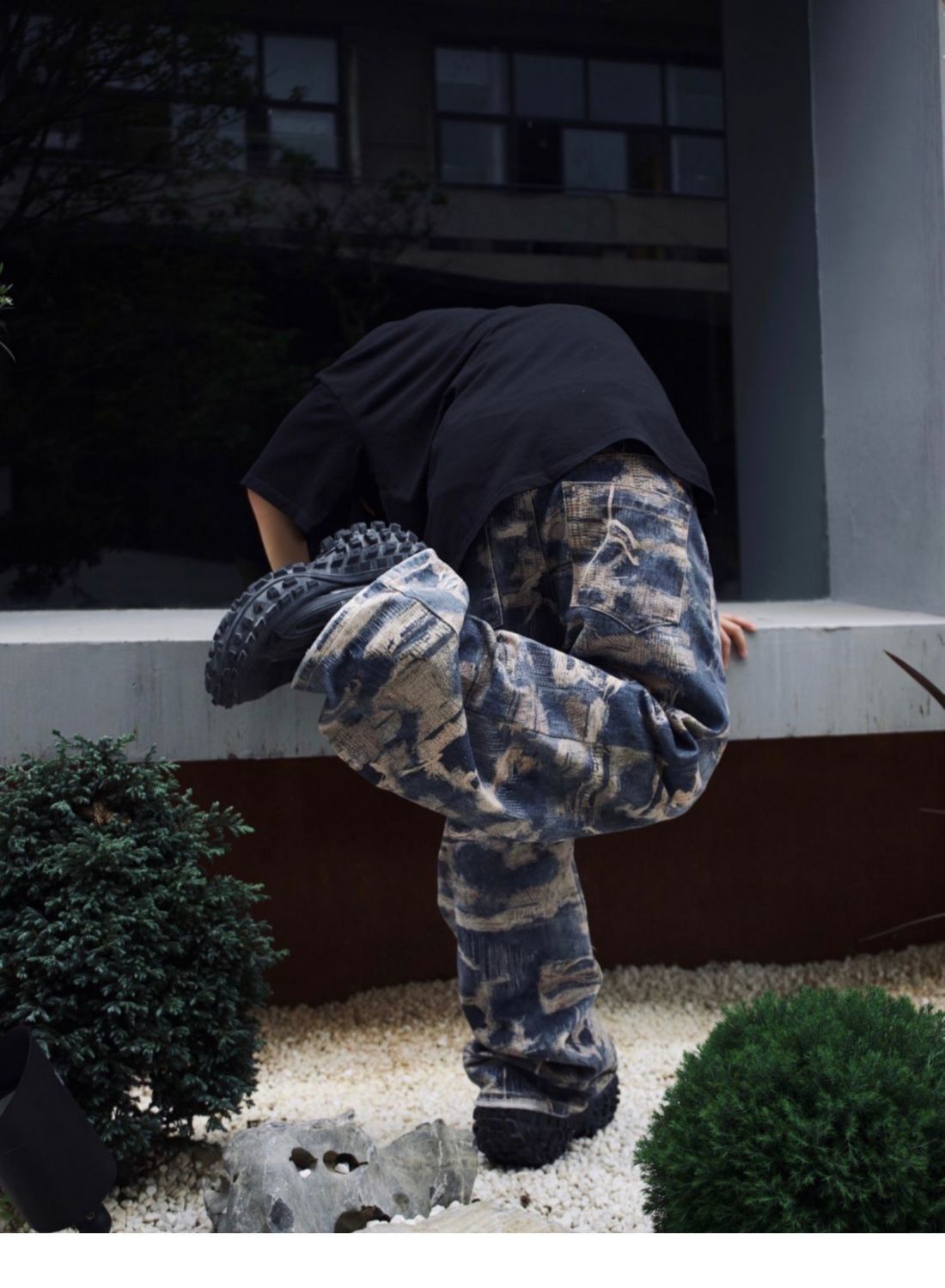 Men's Fashion Casual Digital Printing Hole Worn Jeans