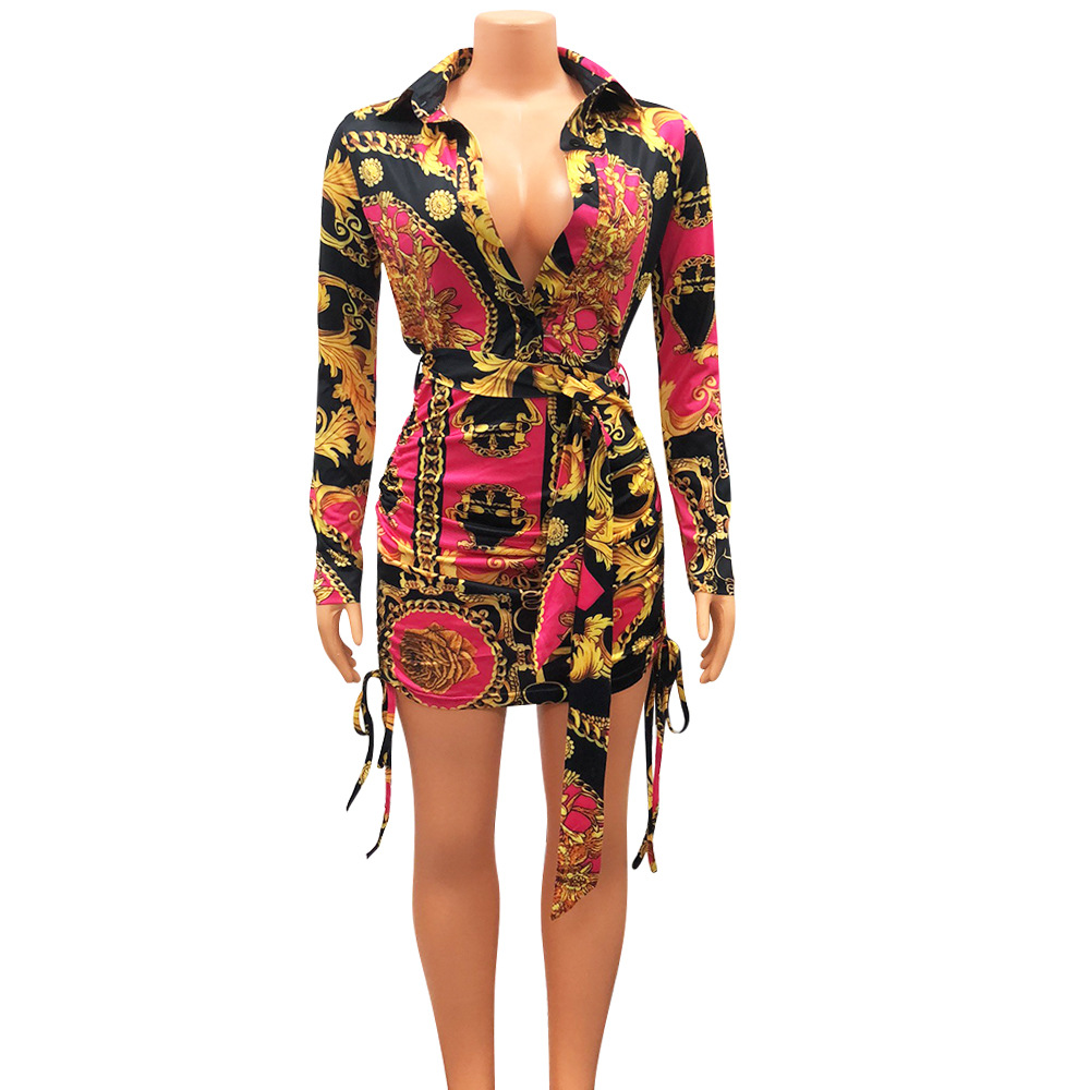 Fashion Women's Printed Pleated Dress Image 6
