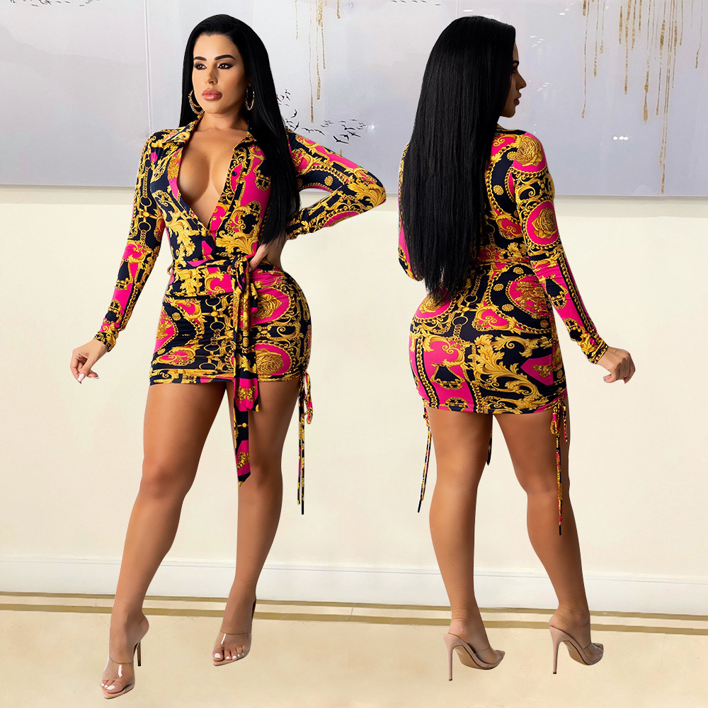 Fashion Women's Printed Pleated Dress Image 5