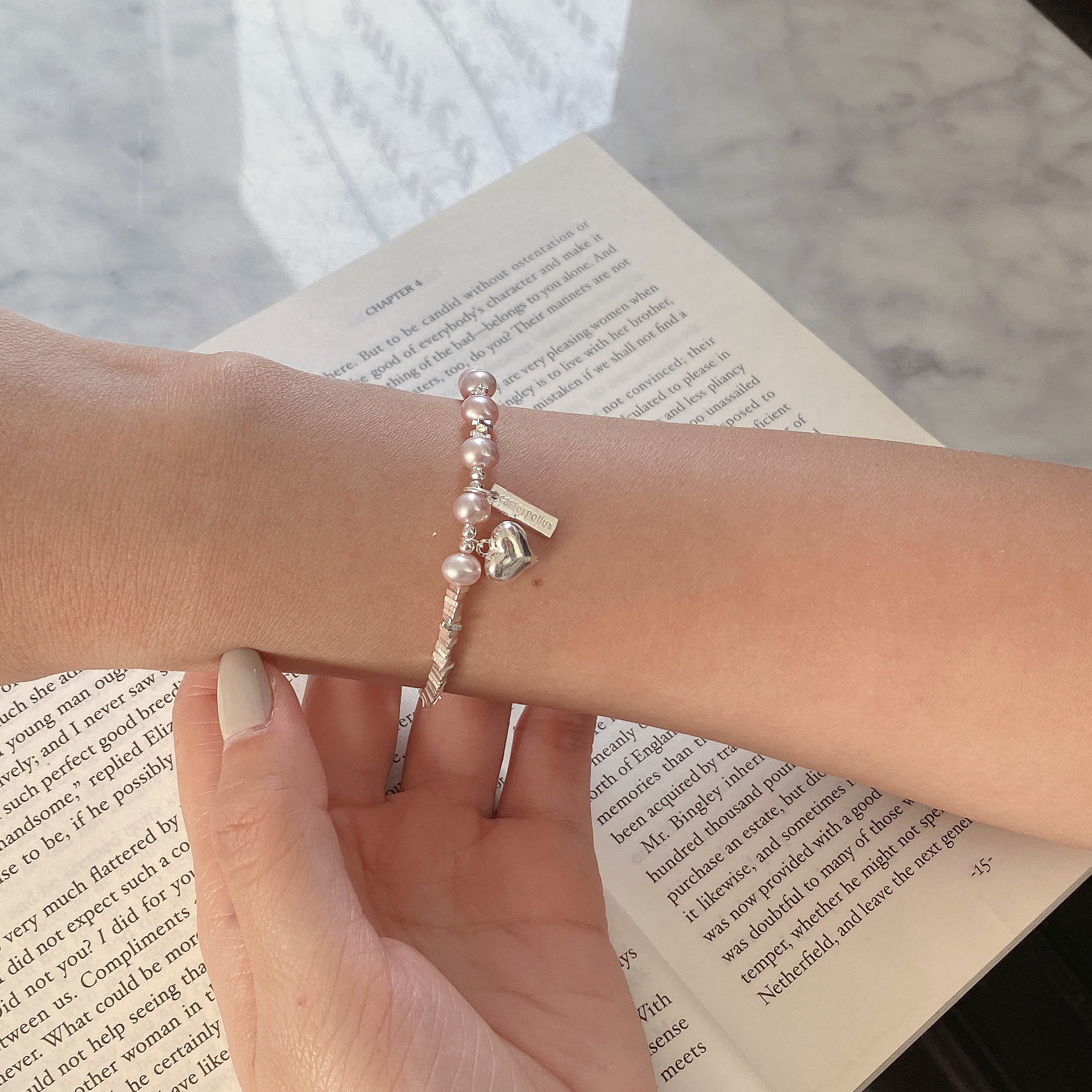 Korean Style Girl Broken Silver Pearl Bracelet 2