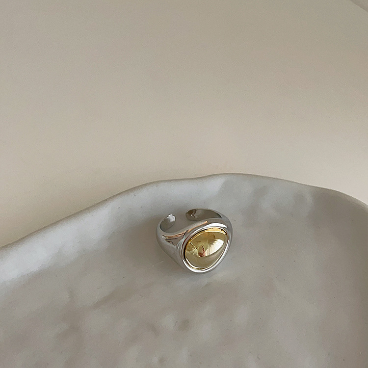Gold and Silver Contrast Color Irregular Metal Ring 8
