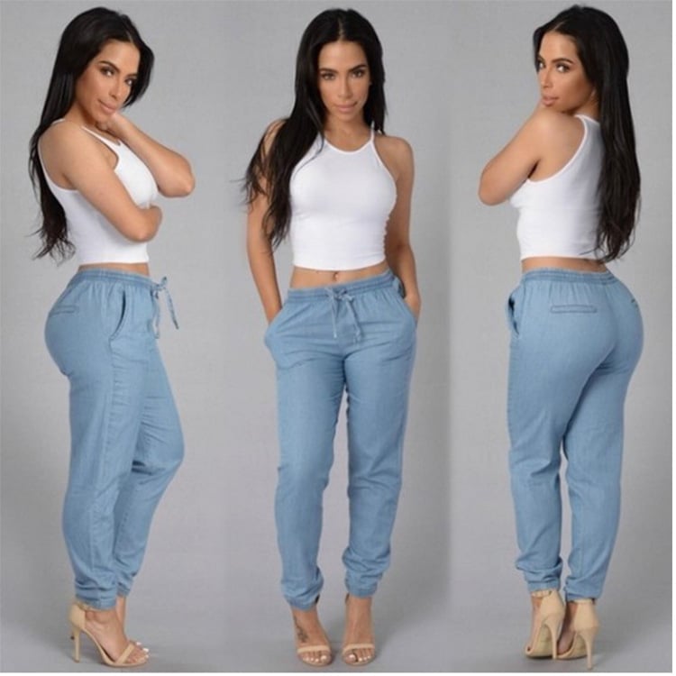 Mode Damen Lockere Einfarbige Jeanshosen - Bild 1