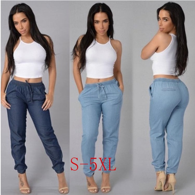 Mode Damen Lockere Einfarbige Jeanshosen - Bild 3