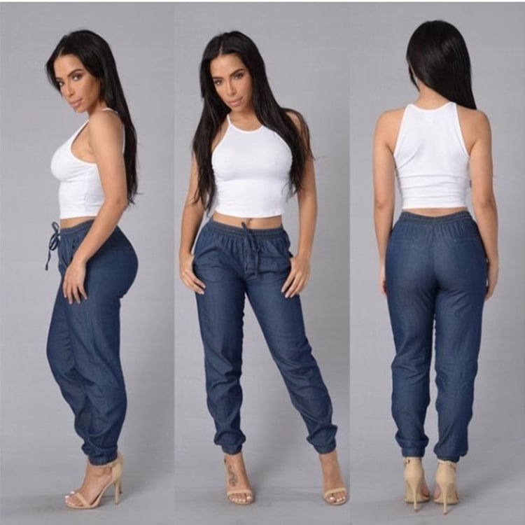 Mode Damen Lockere Einfarbige Jeanshosen - Bild 2