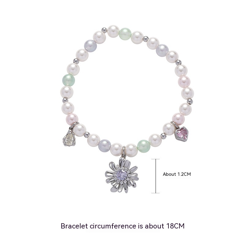 Women's Colorful Pearl Flower Bracelet Image 1