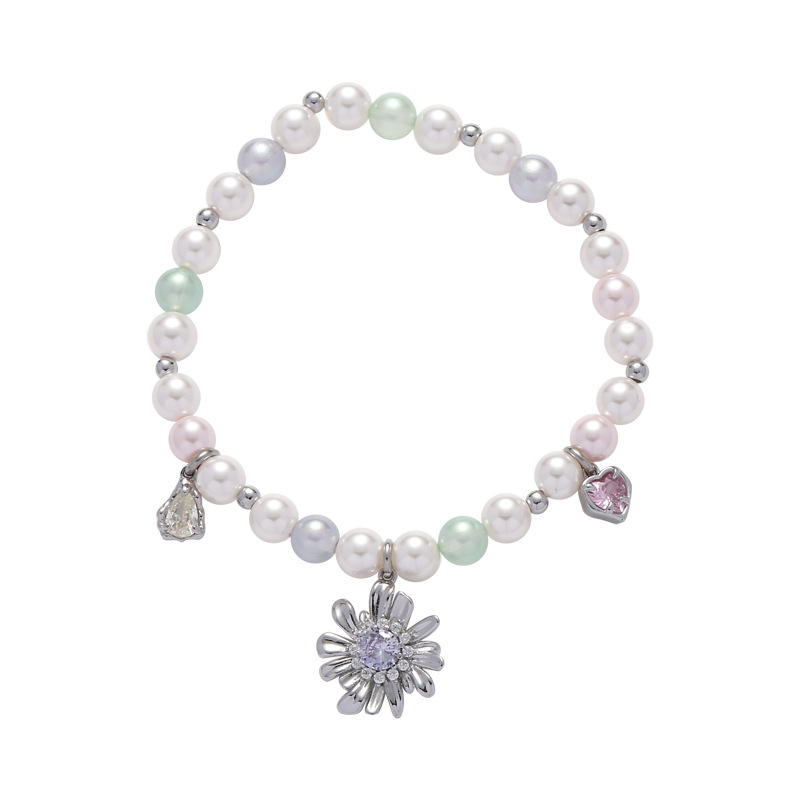 Women's Colorful Pearl Flower Bracelet Image 2