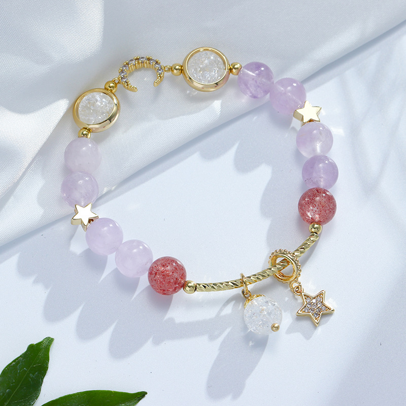 Bracciale in acciaio al titanio con design geometrico lavanda