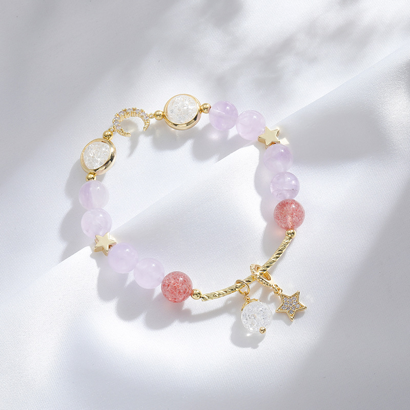 Bracciale geometrico in ametista lavanda con dettaglio celestiale