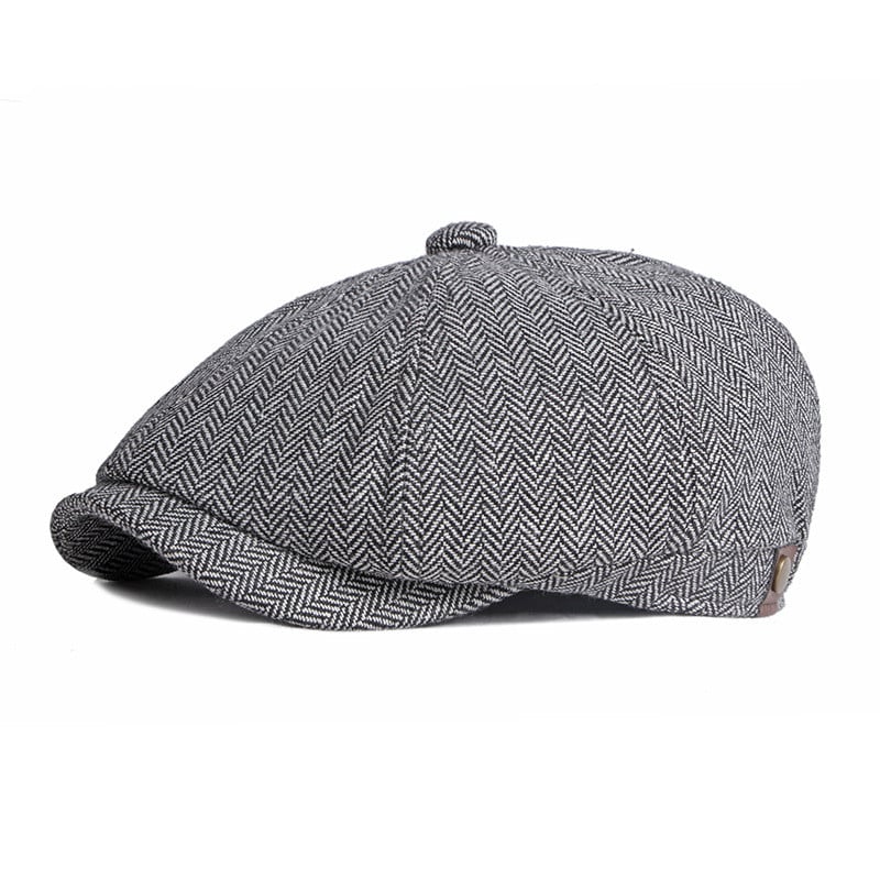 British Retro Octagonal Hat Dark Grey