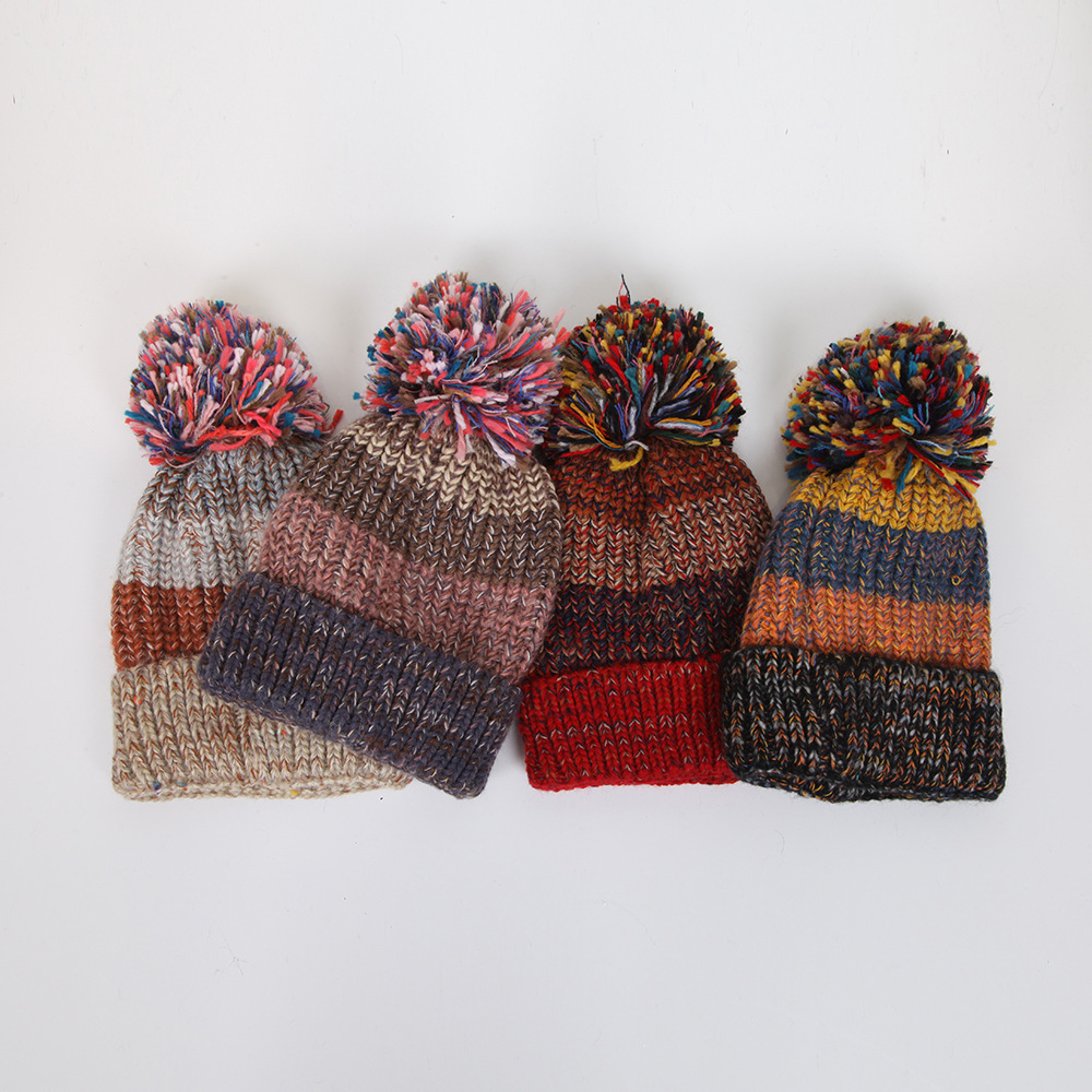 Korean Style Knitted Hat Fur Ball