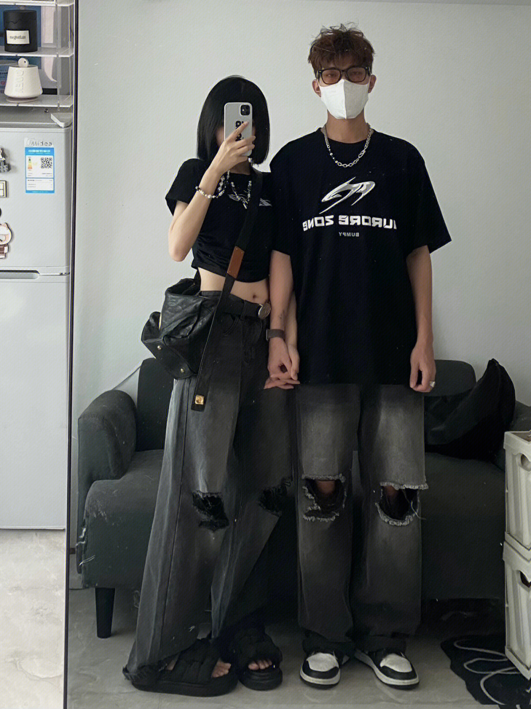 Comfortable Black Washed Worn-out Jeans