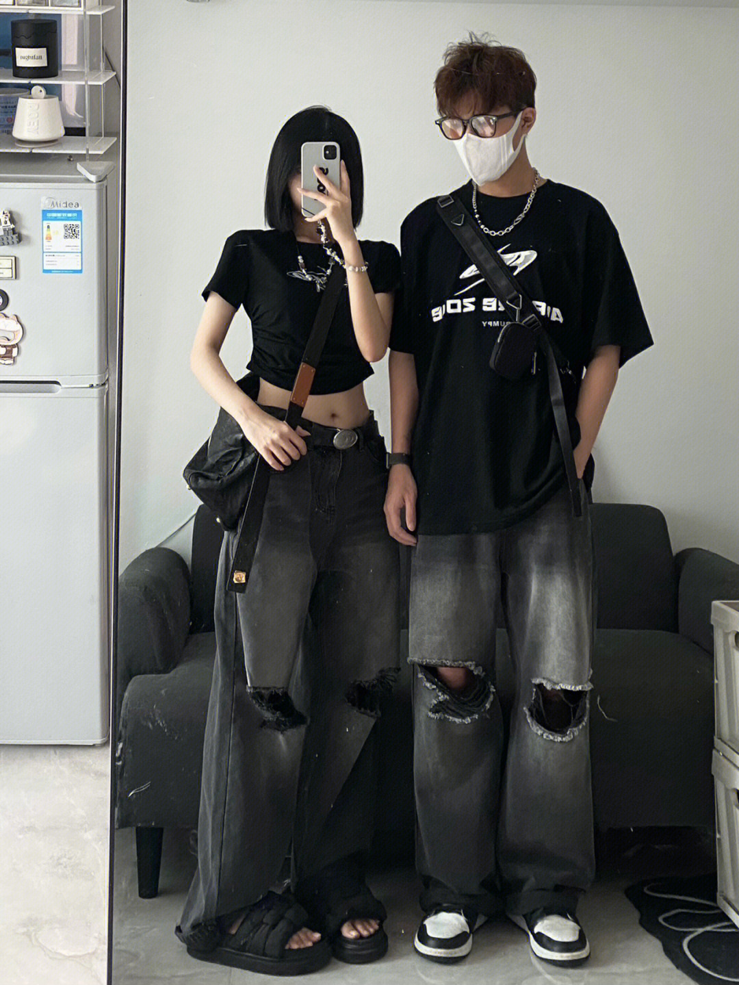 Casual look with Black Washed Worn-out Jeans