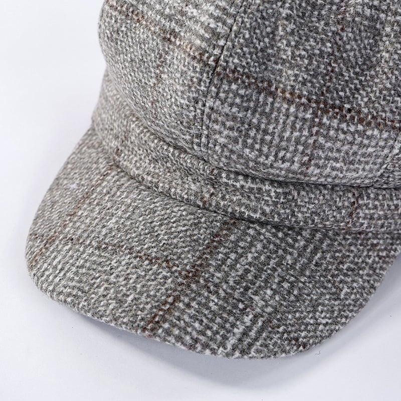 Thickened Plaid Woolen Octagonal Cap Image 8