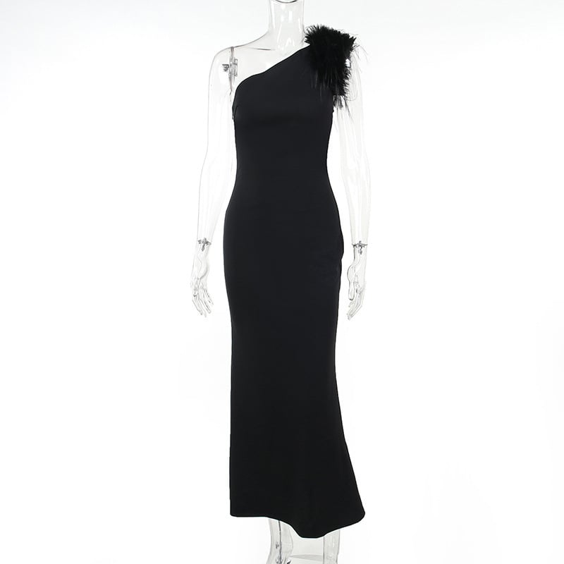 Elegant Style Off-shoulder Furry Dress Image 10