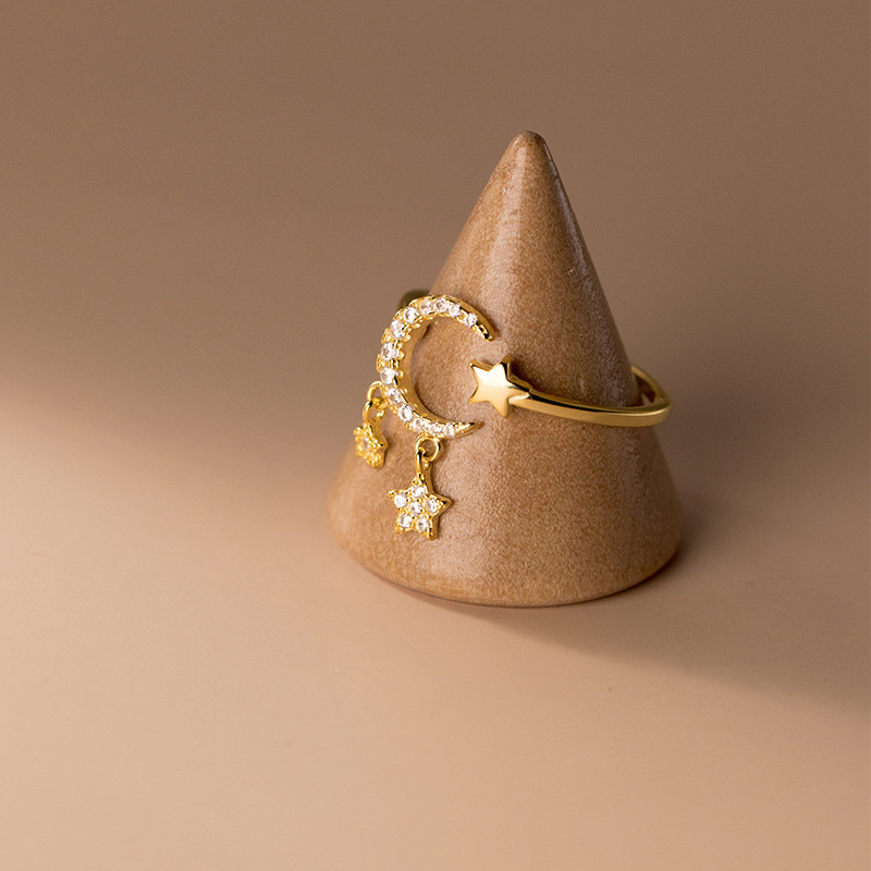Diamond Star Moon Ring Image 3