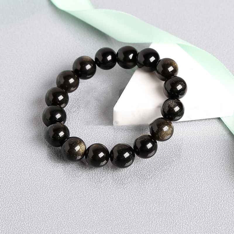 Gold Obsidian Simple Men's Bracelet 1