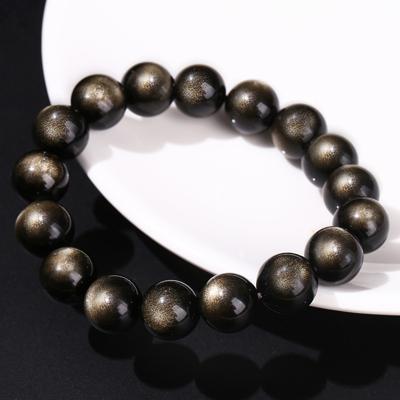Gold Obsidian Simple Men's Bracelet 5