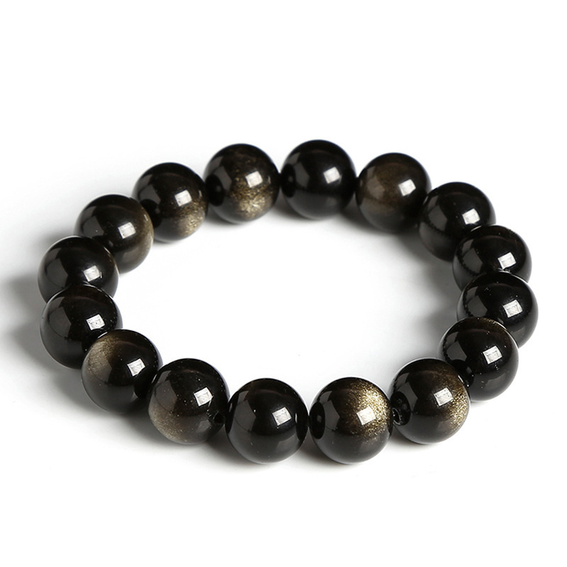 Gold Obsidian Simple Men's Bracelet 3