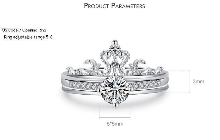 S925 Sterling Silver Light Luxury Minority Crown Ring 1