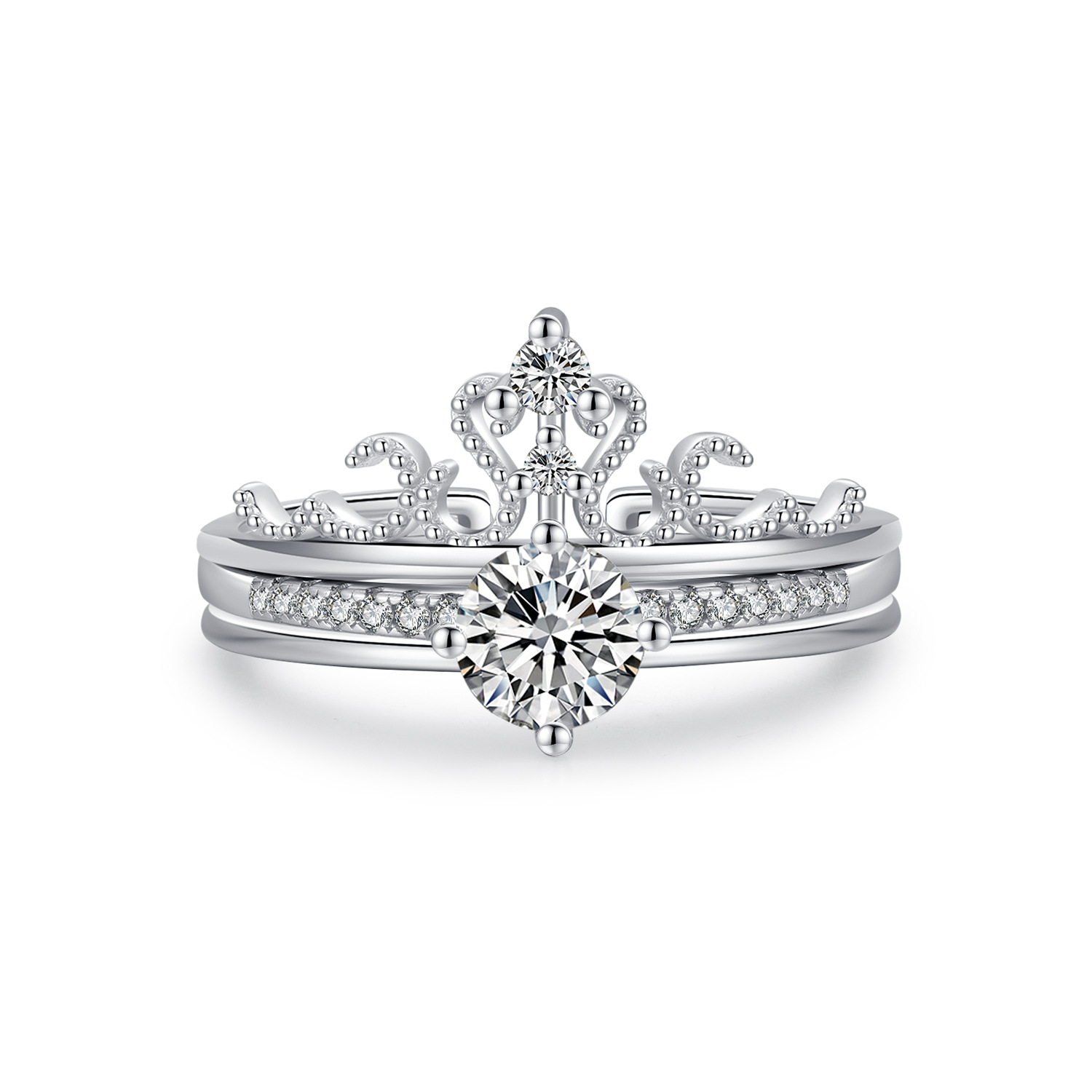 S925 Sterling Silver Light Luxury Minority Crown Ring 2