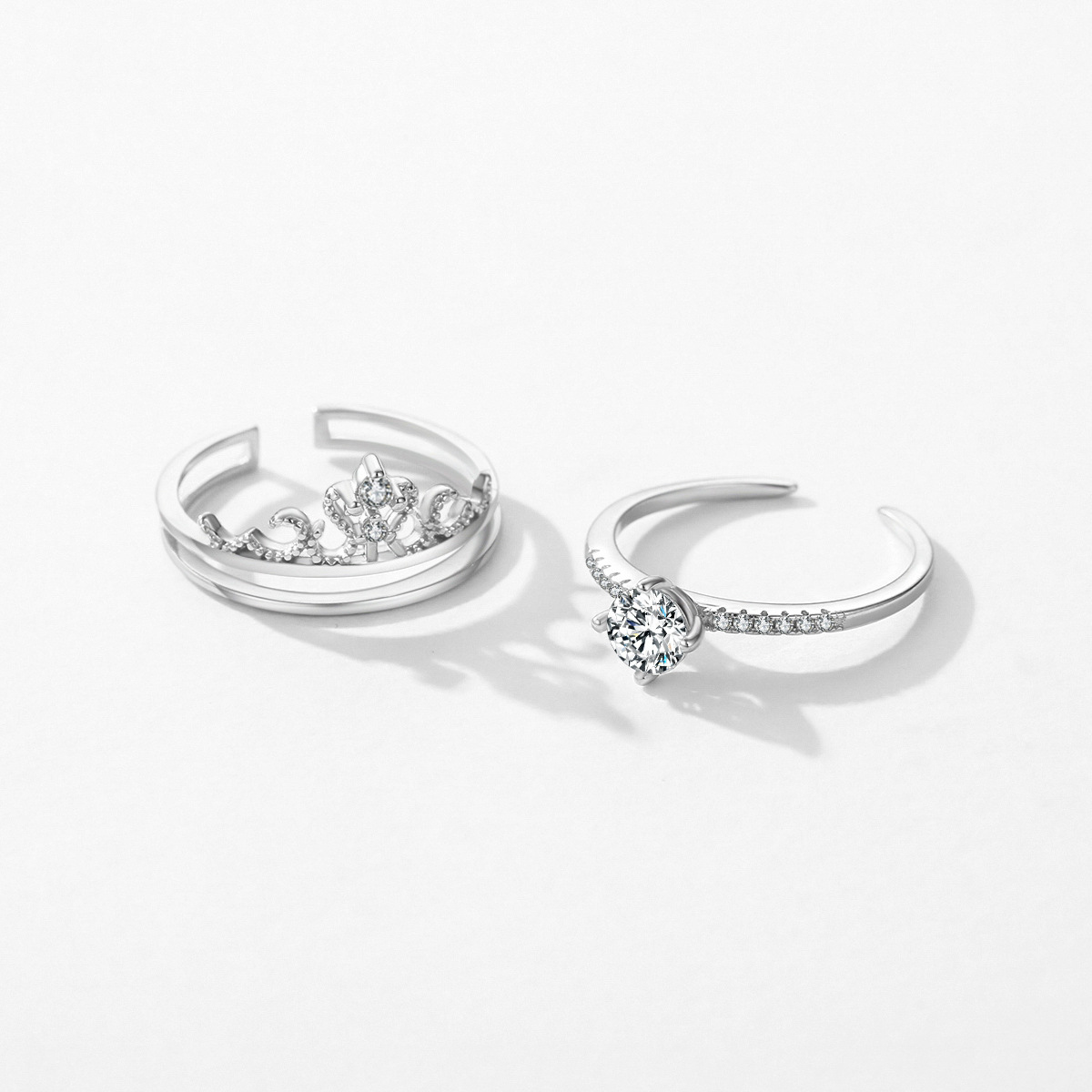 S925 Sterling Silver Light Luxury Minority Crown Ring 5