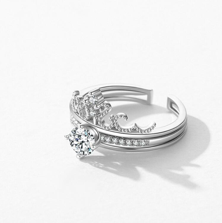 S925 Sterling Silver Light Luxury Minority Crown Ring 3