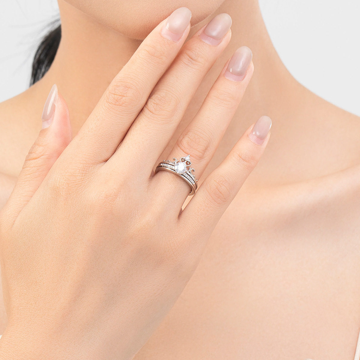 S925 Sterling Silver Light Luxury Minority Crown Ring 4