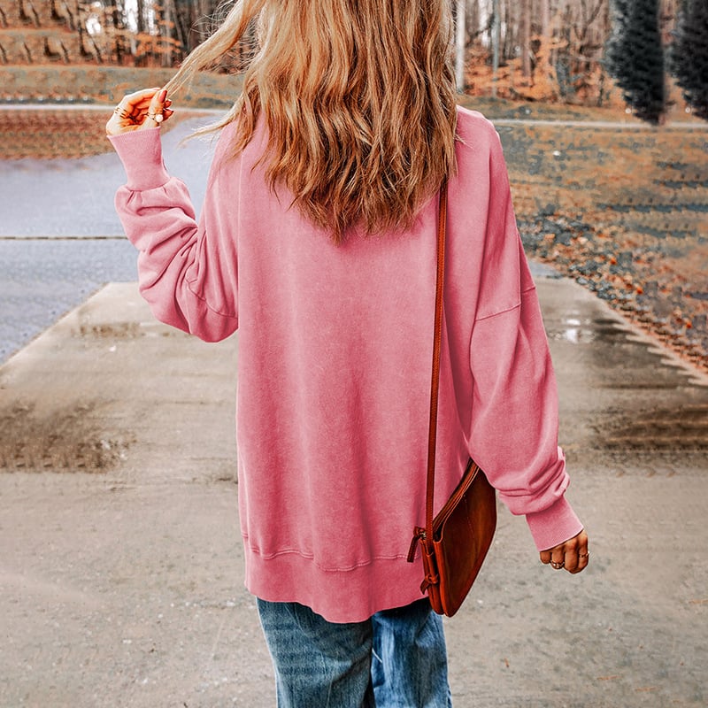 Solid Color Loose Pullover Top
