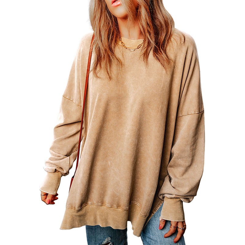 Solid Color Loose Pullover Top