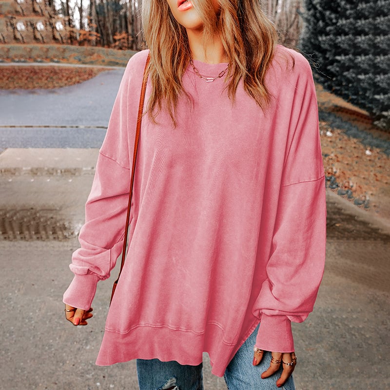 Solid Color Loose Pullover Top